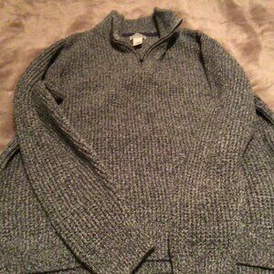 Ll Bean Cotton Knit Sweater Half Zip Pullover Sz M Gray
